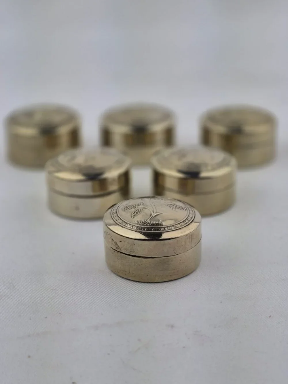 Vintage Brass Thailand Pill Box vintage silver